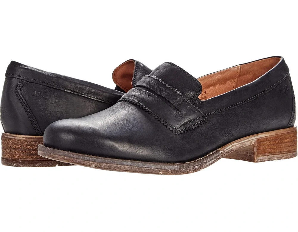Josef Seibel Womens Sienna 96 Loafers EU 37 US 6.5 Black Washed Leather Shoe NIB